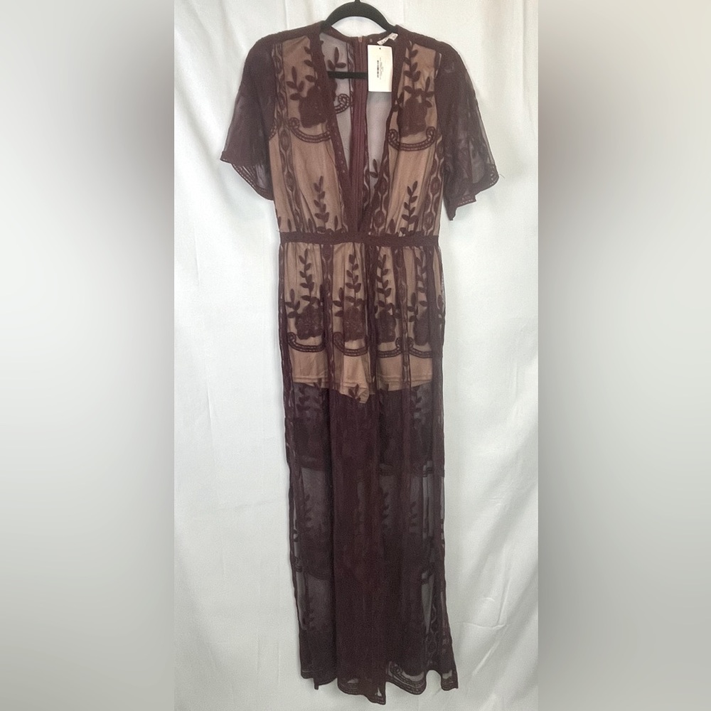 Lace V-Neck Maxi Romper